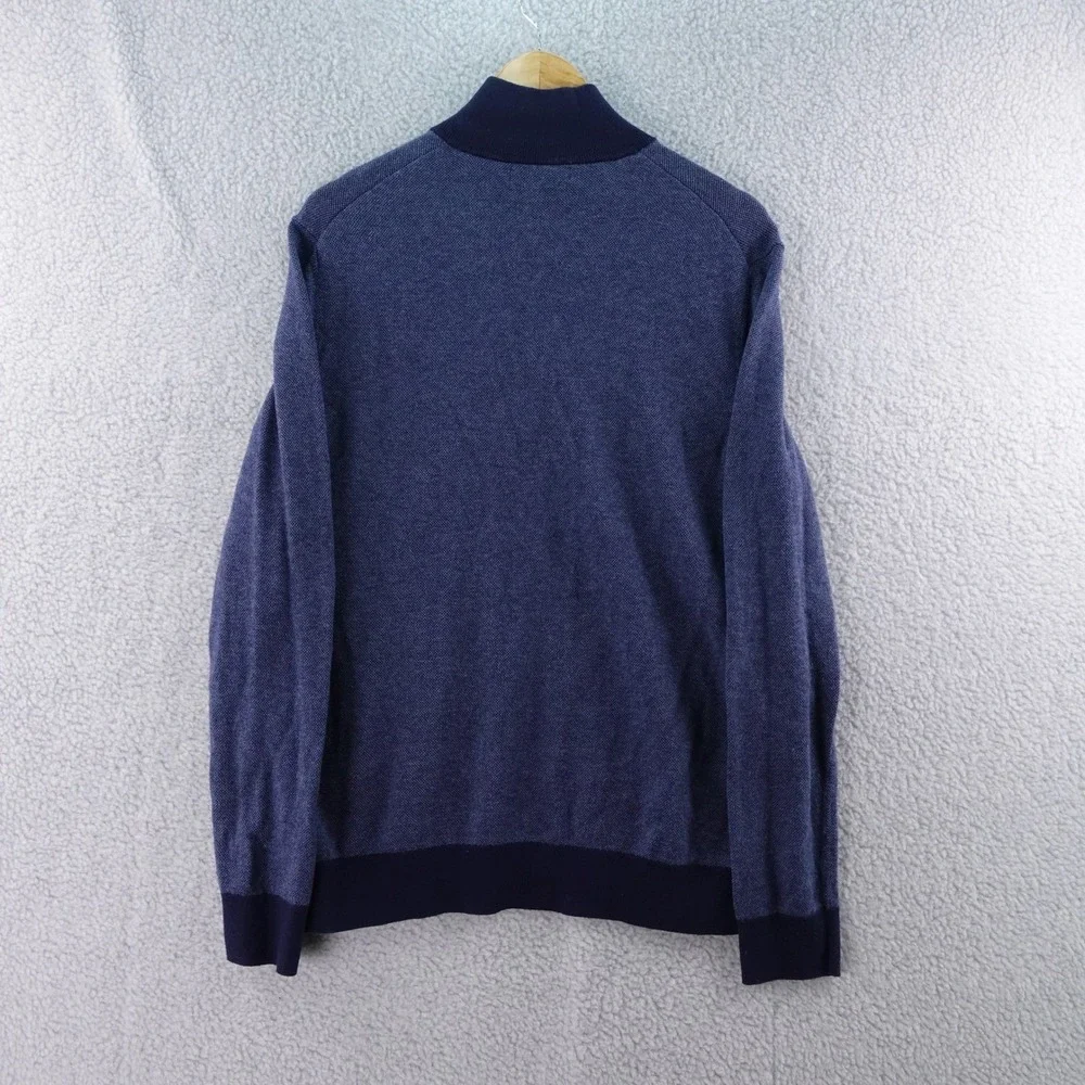 Banana Republic Men's L Blue Cashmere Blend 1/4 Zip Pullover Sweater Preppy‎